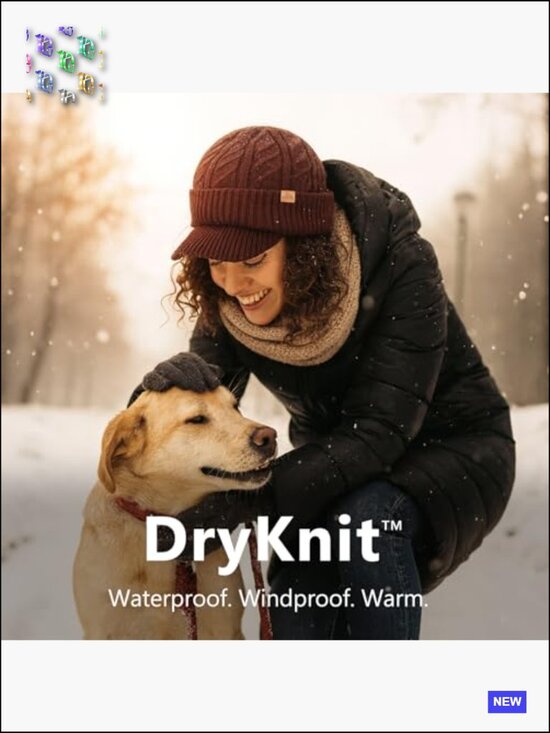 Waterproof Merino Wool Beanie Hat with Brim Visor Winter Knit Cap for Men Women